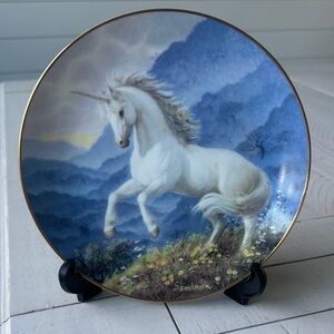 Vintage Misty Hills of the Unicorn plate by Sanderson
